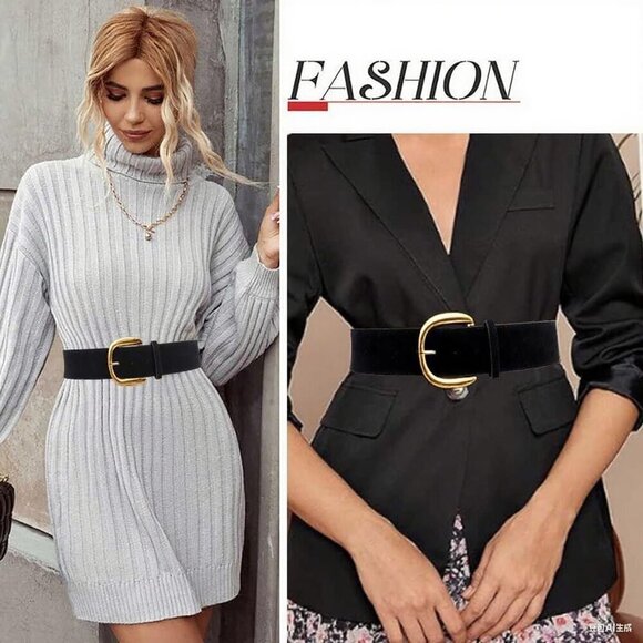 Women\'s Faux Leather Wide Waist Belt with Metal Buckle Casual Formal main image 4